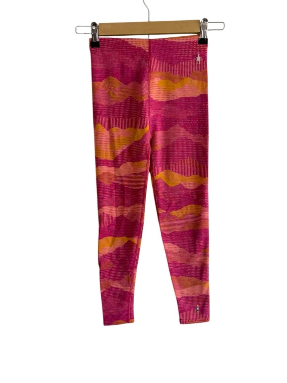 Smartwool Size Medium Merino 250 Pink Orange Pattern Base Layer Leggings Hiking